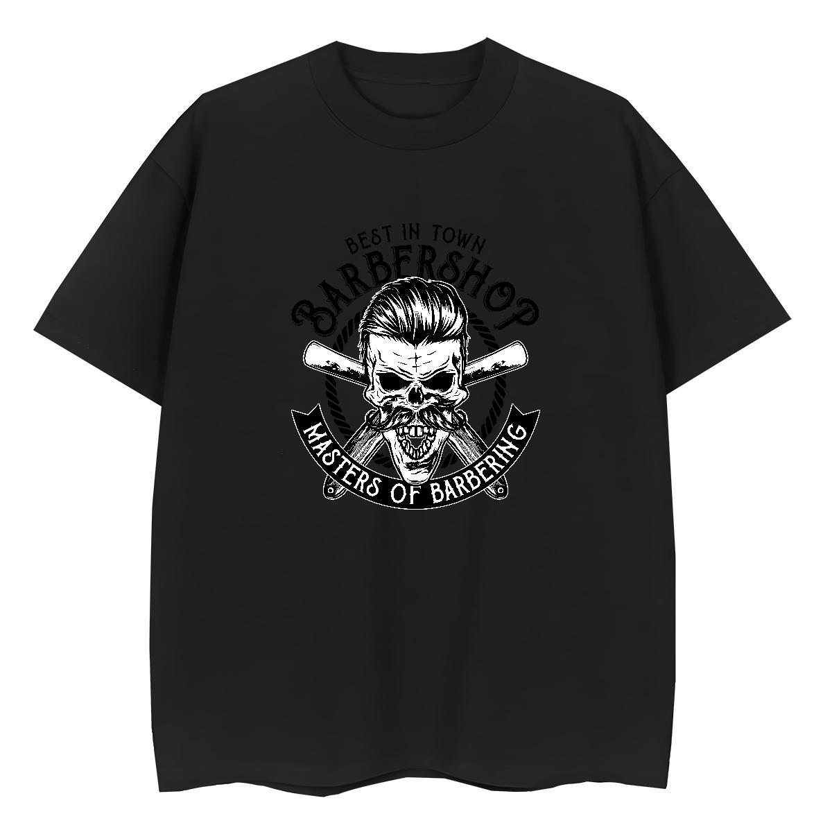 Casual New T-Shirts 230g 100% Cotton Short sleeve Soft Sports Casual skull Unisex Tshirts Loose fit Black Oversized Tops