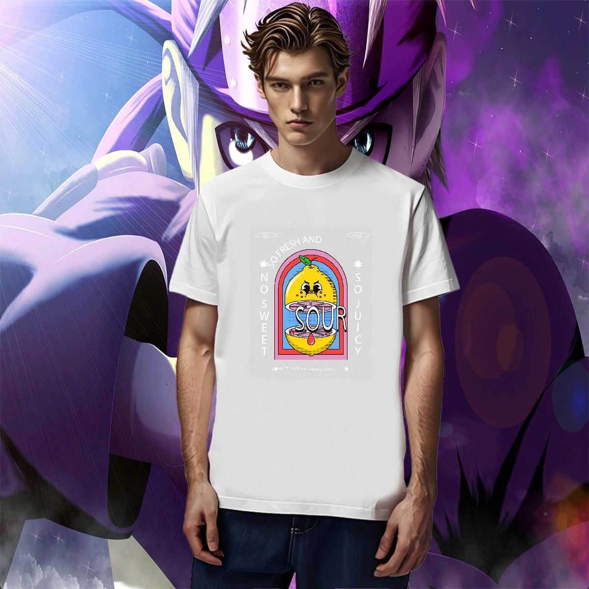 Cool lemon T-Shirts Street Couples T Shirts 230g 100% Cotton 2024 Summer Round Neck Short Sleeve Anime Tops