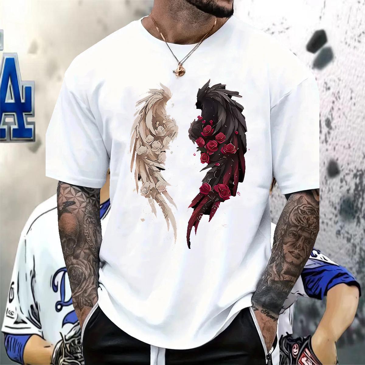 2024 DIY Men Tops Tees 230g Cotton Street wing Breathable Crew Neck Mens T Shirts TOP Quality Anime Clothes