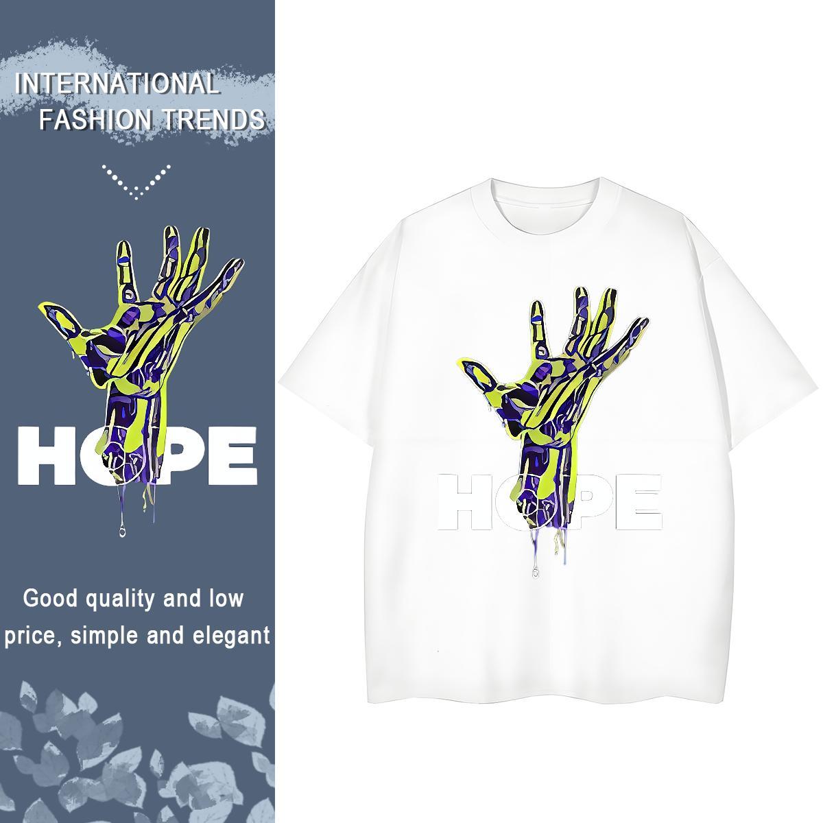 Custom Womens T Shirts 100% Cotton 230g Breathable Casual Beach hands Women Tees Soft Custom Print Oversized Clothes Shirt