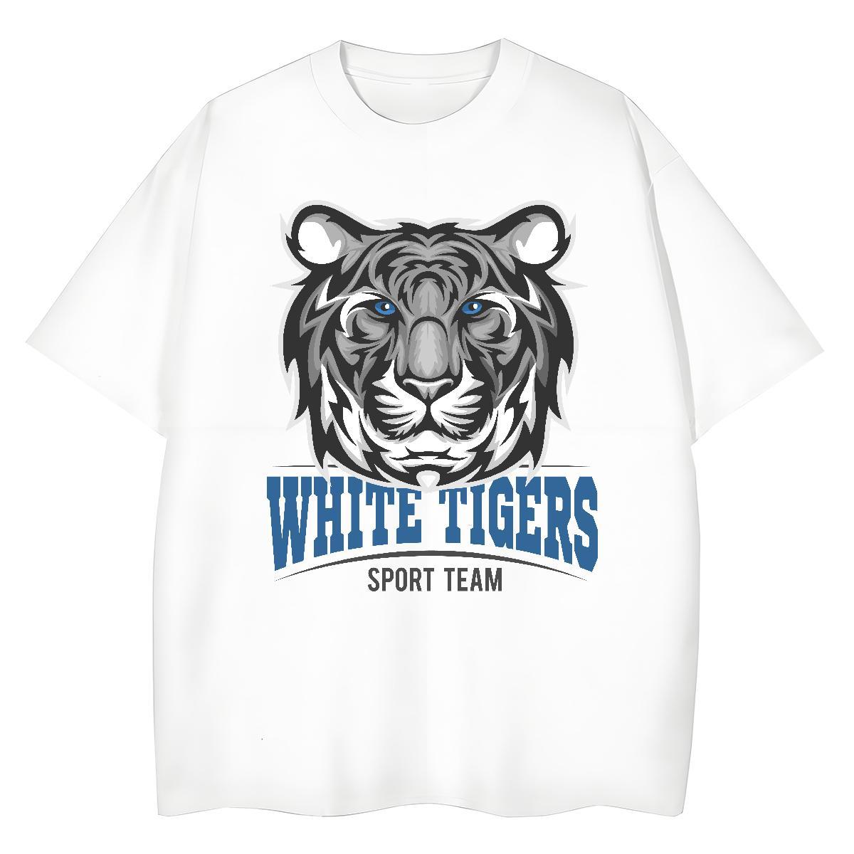 TOP Quality Men Tees Casual Daily Wear 100% Cotton 230g Cartoon Print Pure Cotton tiger Men T Shirts 2024 Summer Tops Shirt