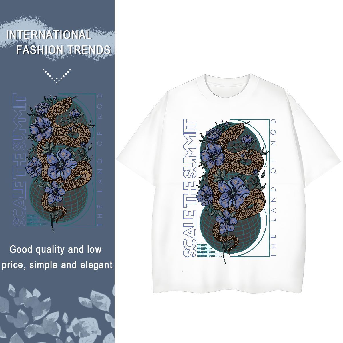 Custom Women T Shirts Crew Neck Breathable 100% Cotton 230g Women Tees Custom Print Plus Size snake Spring Summer Comfortable Tees Shirts