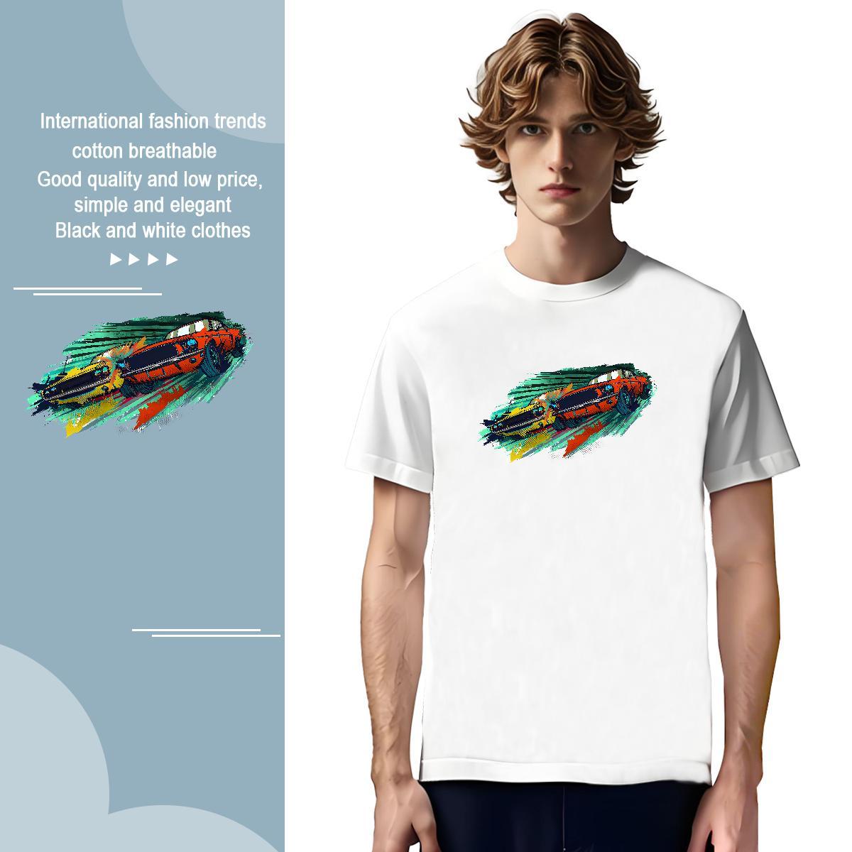 Wholesale car T Shirts Men Hip Hop Tshirt for Man Woman 230g Pure Cotton Classic Casual Breathable Short Sleeve Customized Top Tees