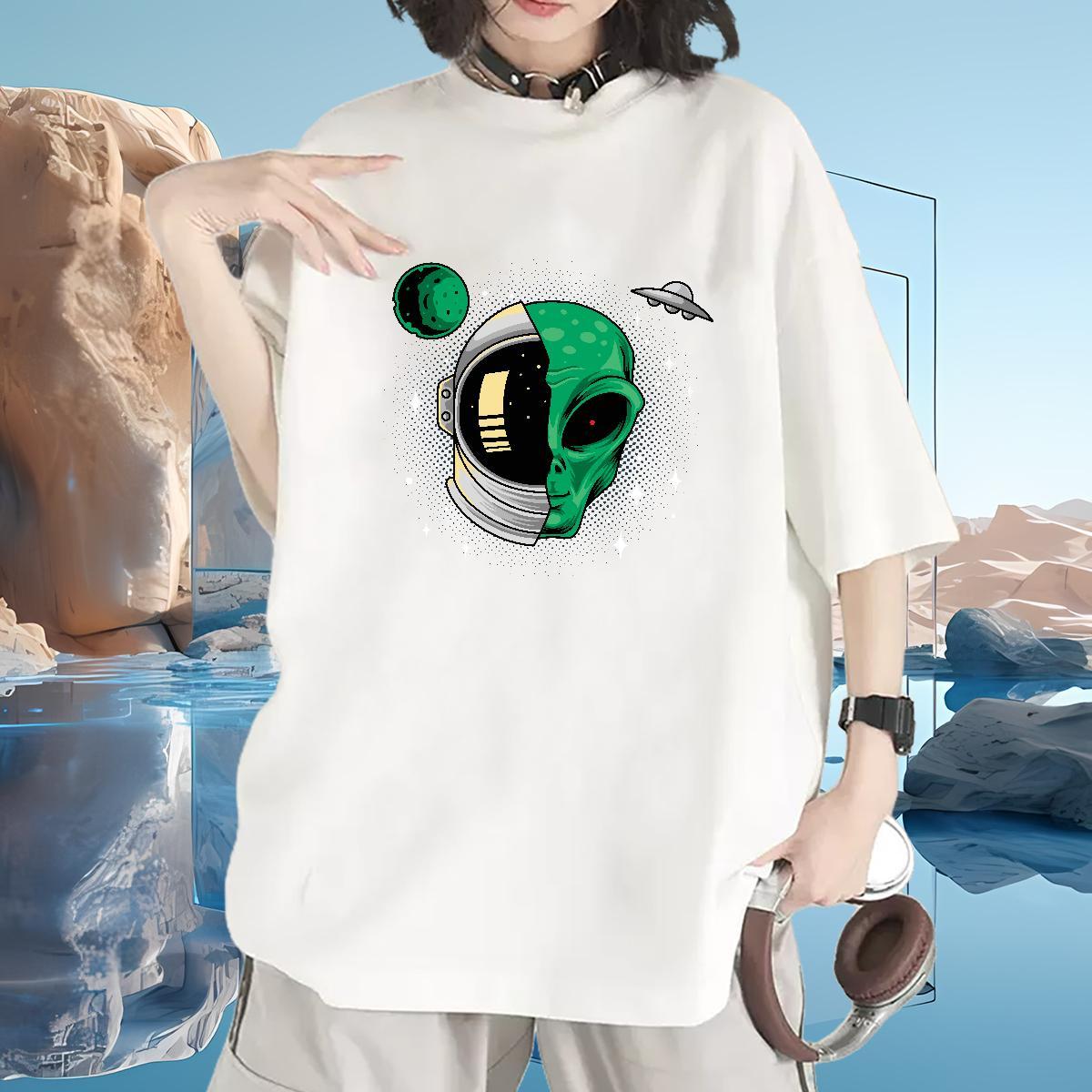 Fashion Casual Women T Shirts Crew Neck Breathable 230g 100% Cotton Woman Tshirt Custom Print Oversized ET Casual Beach Popular Polos