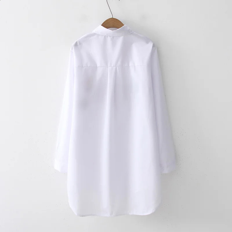 2024 White Shirt Casual Button Up Turn Down Collar Female Blouse Long Sleeve Cotton Embroidery Lady 5083 50 240821