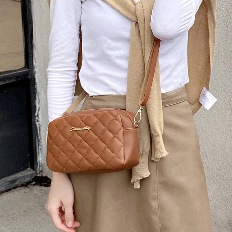 Fashion PU Leather Women Shoulder Bags n Quilted Shopper Bag Female Casual Crossbody Small Handbag Purse 240821