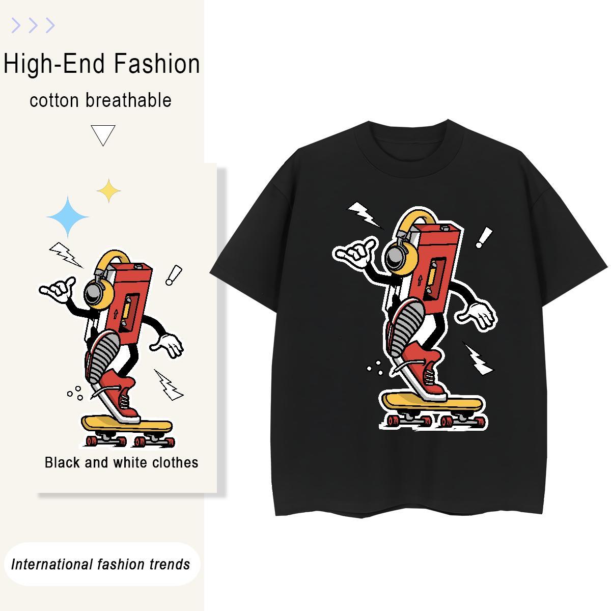 Soft Tshirts Sport 100% Cotton 230g DIY Anime O Neck Short Sleeves skateboarding T Shirts Men Fashion Design Tee Shirt