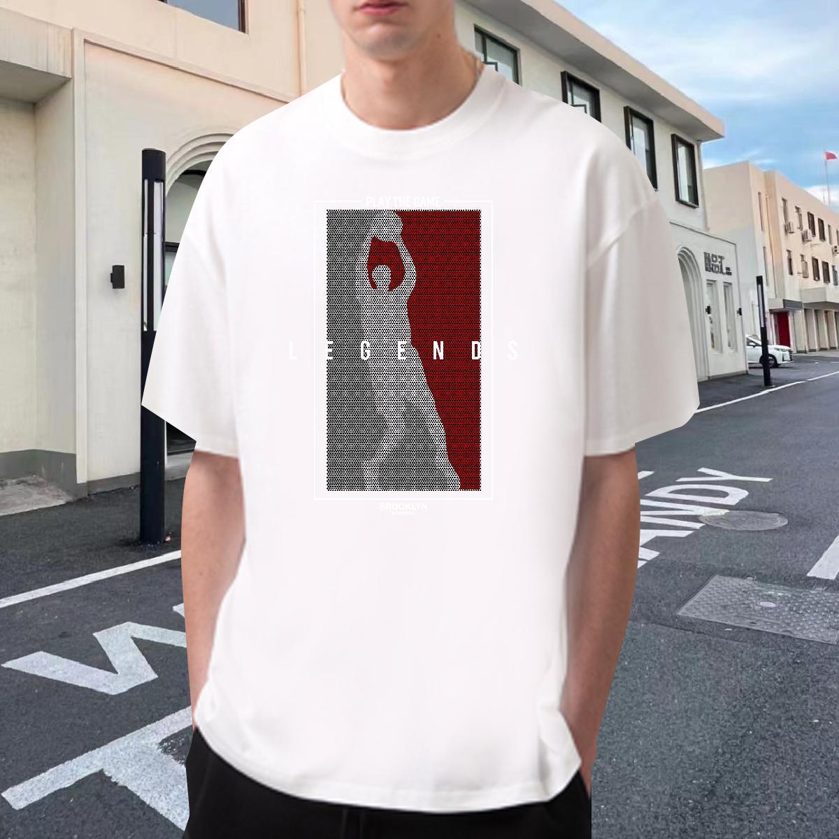 Free Shipping Tshirts Hip Hop 230g Pure Cotton Custom Cartoon Crew Neck Breathable basketball T shirt DIY Clothings