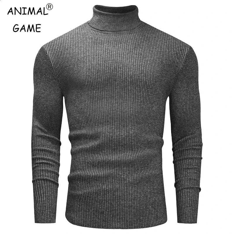 Mens Slim Fit Turtleneck Sweater Casual Twist Patterned Pullover Knitted Sweaters Autumn Long Sleeve Stripe Streetwear 240821