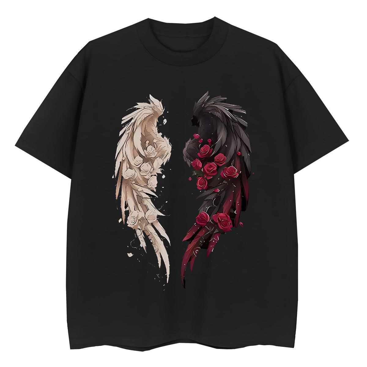 DIY wing Tshirt for Man Woman 100% Cotton 230g T-Shirts for Men Oversized High Street Hip Hop Breathable Crew Neck Popular Tee Shirt
