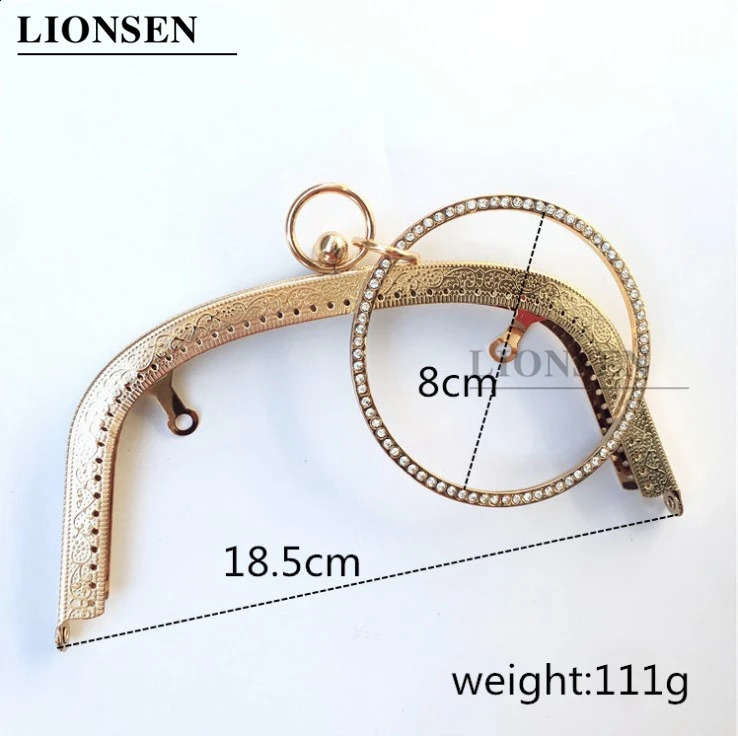 Lion 1 piece 18.5CM crystal ring metal wallet frame handle clutch bag accessories DIY kissing buckle lock embossed handbag hardware 240821