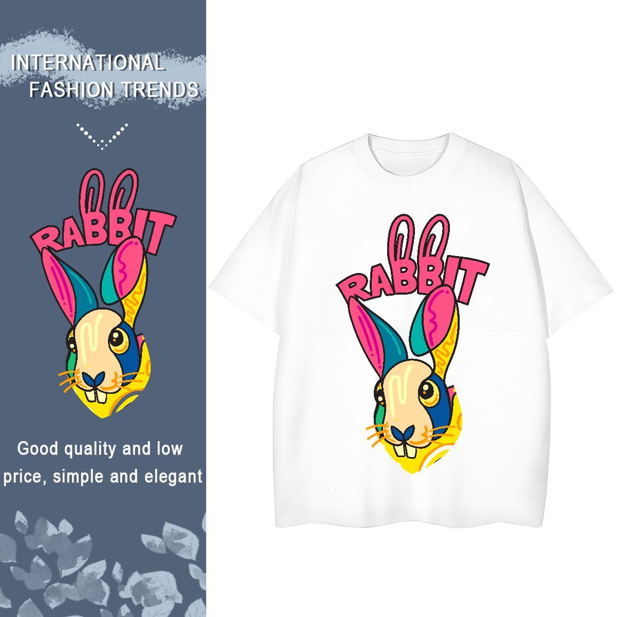 Custom Women T Shirts O Neck Short Sleeves 100% Cotton 230g Lady T shirt Black White rabbit Sport Designer Clothes