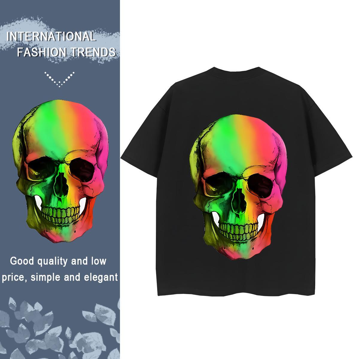 Fashion Casual Woman T Shirts 230g 100% Cotton Round Neck Short Sleeve Casual Daily Wear halloween Womens Tshirts Soft DIY Anime Printed Tops