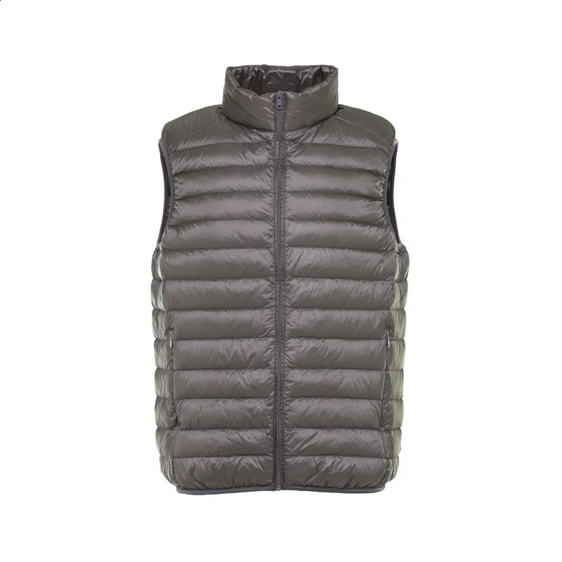 Autumn and Winter Mens Premium Lightweight Jacket Tank Top Lined Stand Collar Short Warm 240822