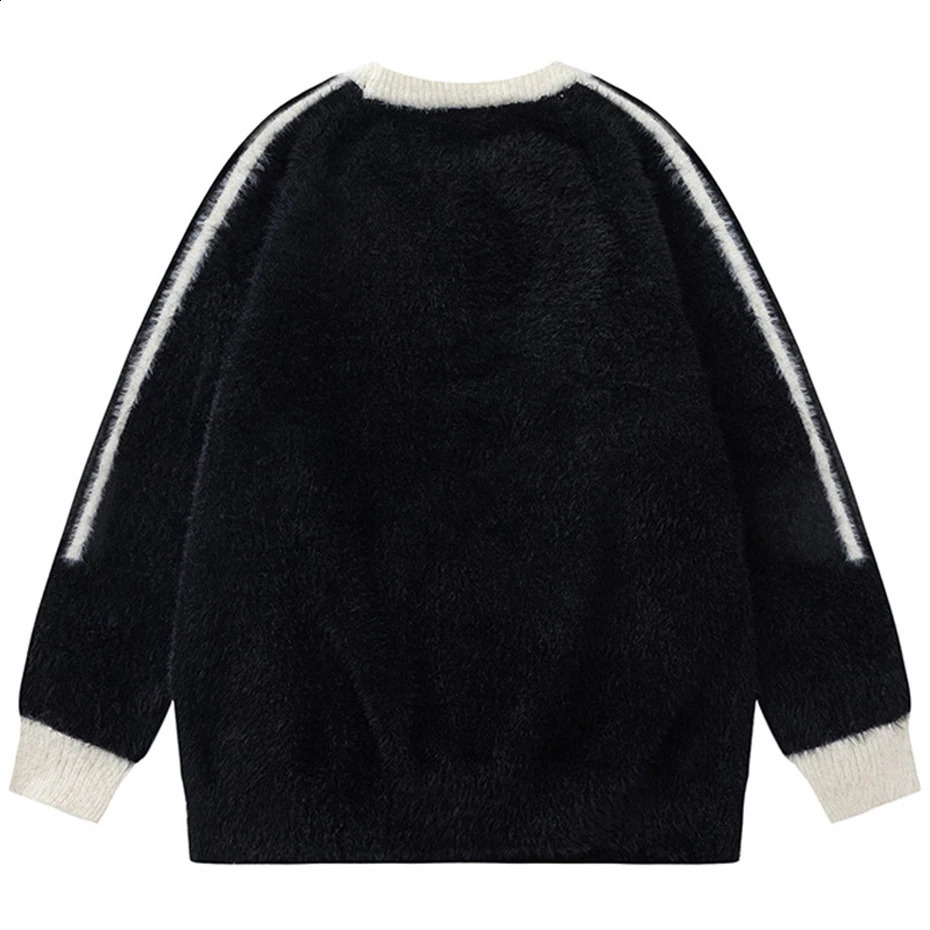 mens creed patterned black turtleneck sweater beige skydiver Harajuku oversized hiphop streetwear Y2K 240821