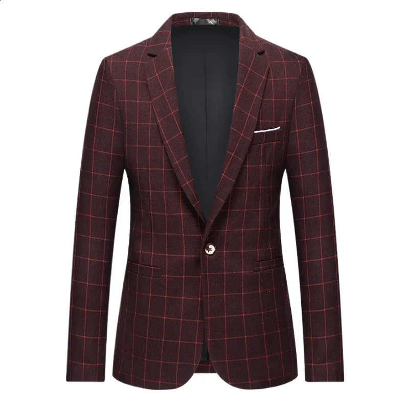 Blazers for Mens Fashion Business Plaid Gentleman Trend British Style Casual Slimming Wedding Work Korean Version Blazer Men 240821