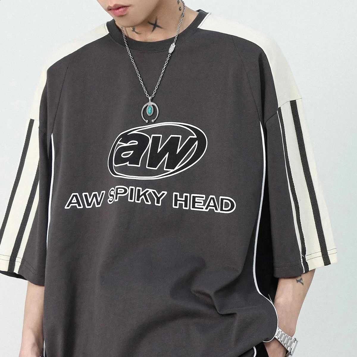 Harajuku mens street clothing letter graphic Acubi Y2k Korean Egirl short sleeved Tshirt Grunge aesthetic oversized top Alt 240822