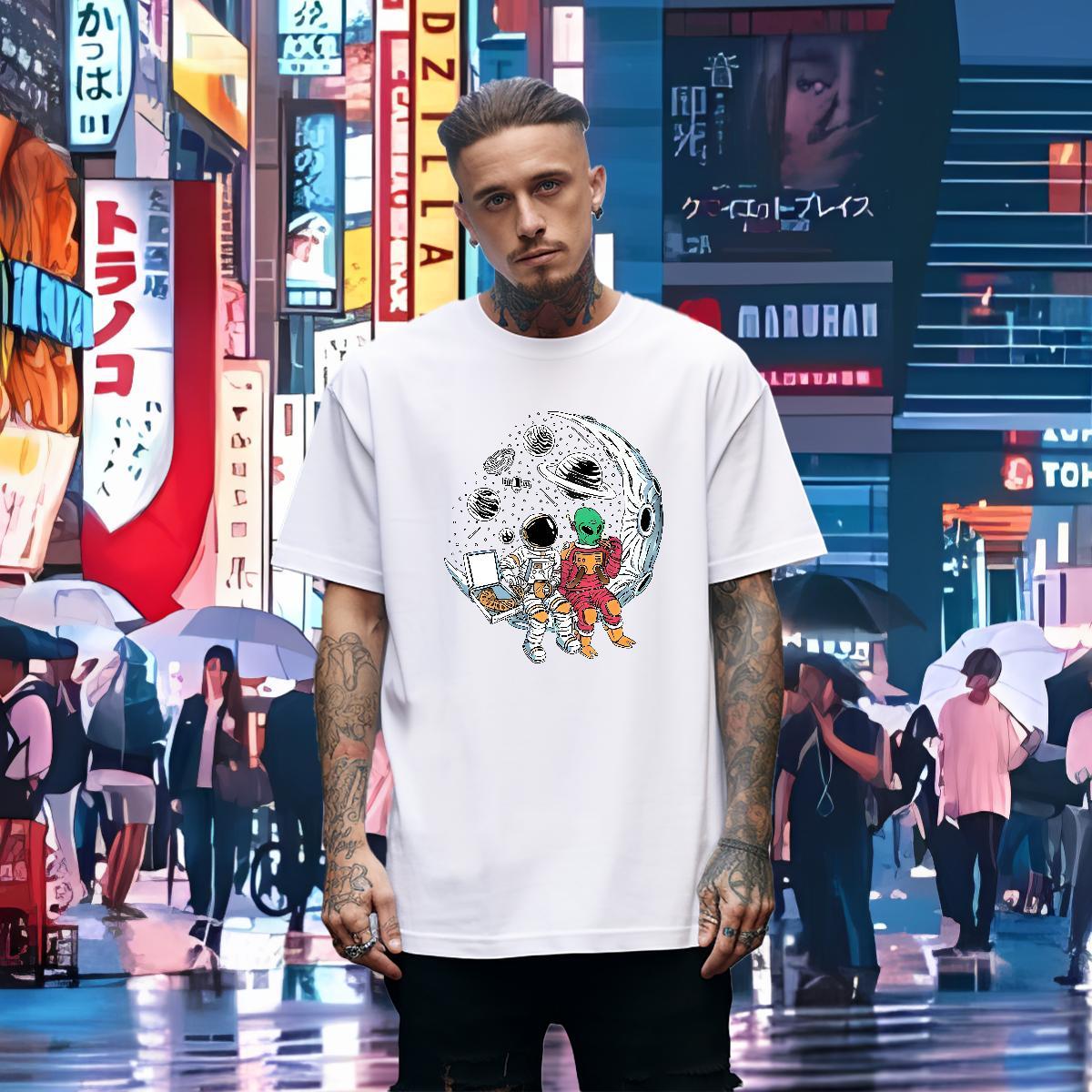 Custom spaceman Men Tshirts 230g Cotton Man T Shirts Customized Summer Casual Pure Cotton Popular Tops