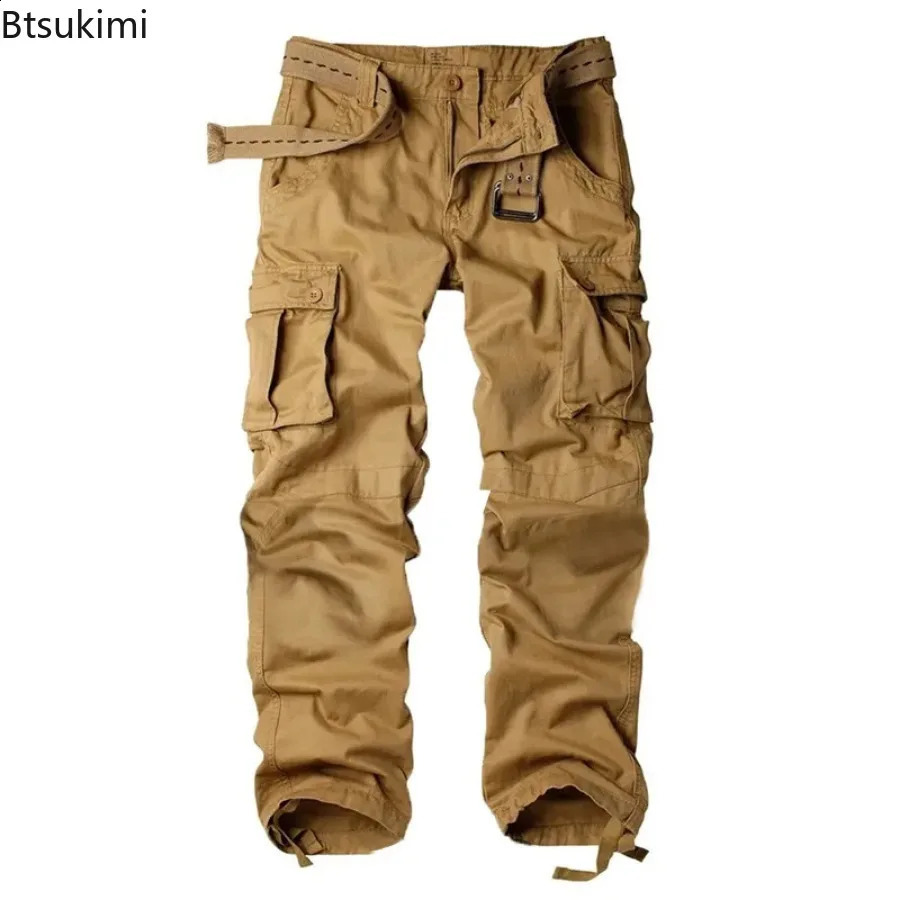 mens camouflage cargo pants fashionable multi pocket tactical combat suit loose cotton outdoor casual 240821