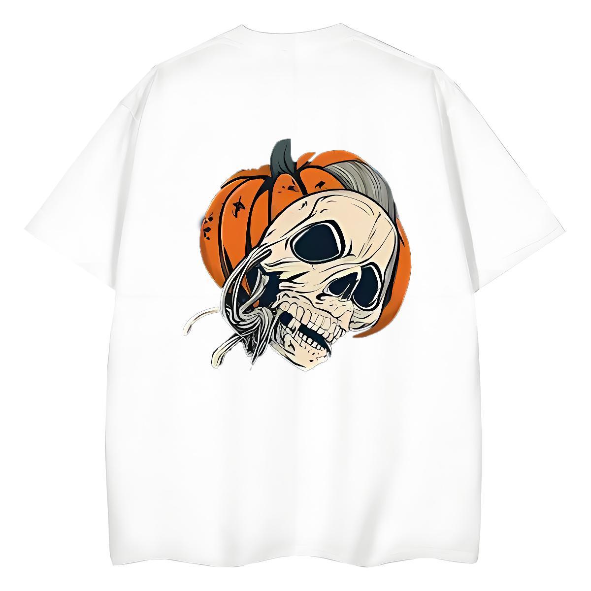 2024 T Shirts Women 230g Pure Cotton Crew Neck Home Outdoor skull Woman Tshirt Soft Graphic Wear