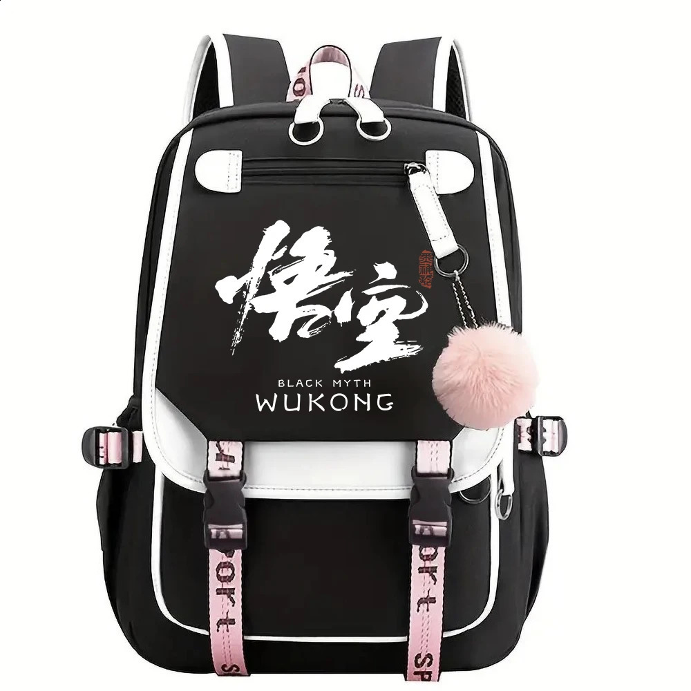 Black Mythical Martial Arts Mens Backpack Girls School Bag Youth Laptop Sun 240822