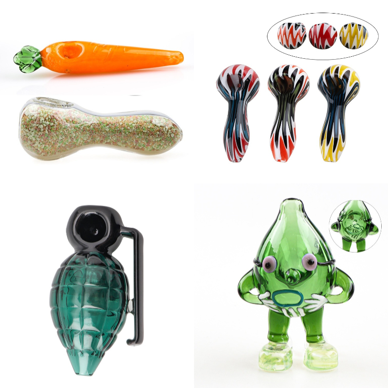 Newest Portable Glass Pipe Water Bong Smoking Spoon Pipe Tobacco Hand Pipe