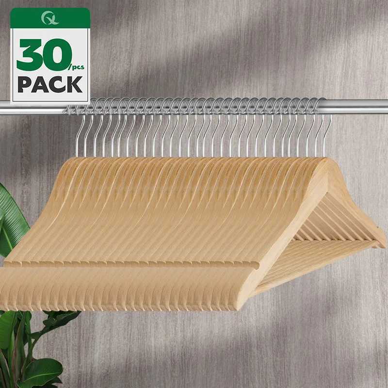 5/10/20/30PCS Wood Suit Hangers Non Slip Wooden Coat Hangers with Smooth Fnish Cut Notches 360 Swivel Hook Clothes HangersXJ240216