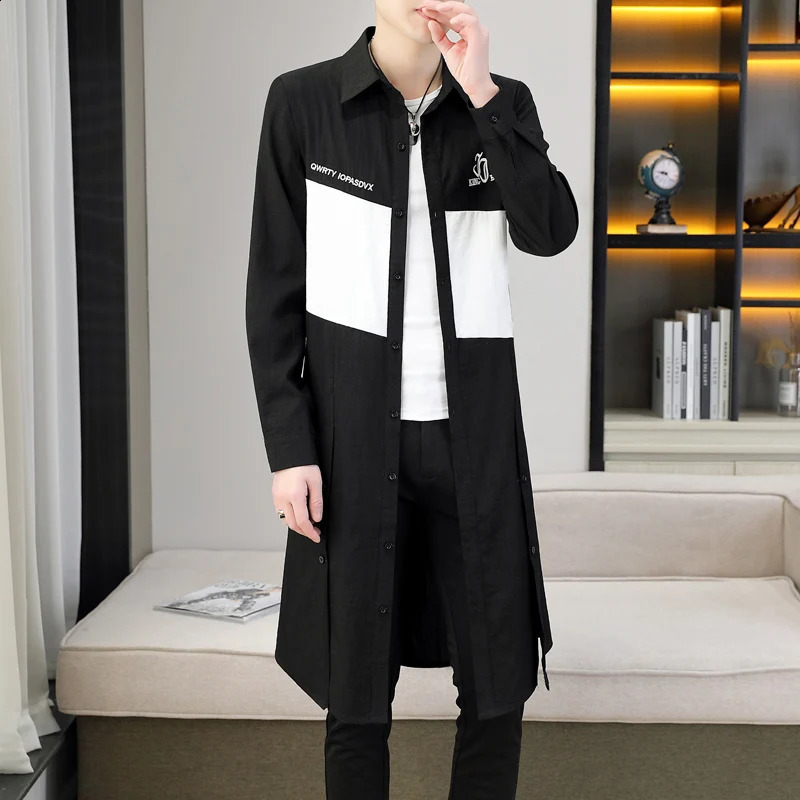 Mens Ultra-thin Windbreaker Mid-length Summer Sun Protection Clothes Coat thin Trend Trench coat Handsome Cloak 240822