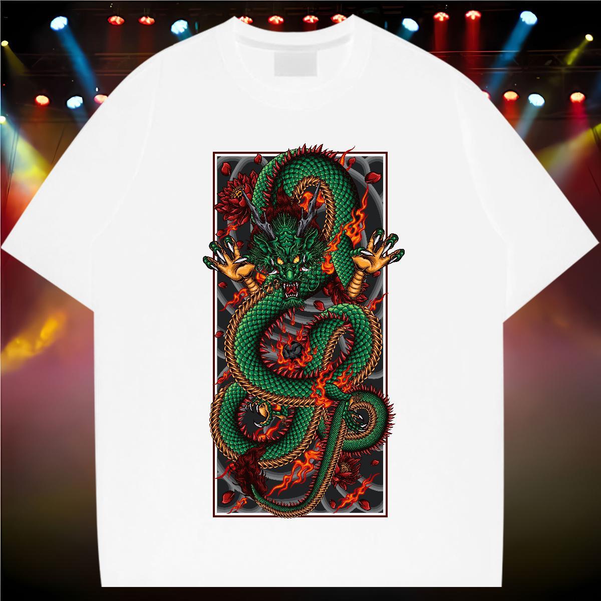 Comfortable dragon T shirt Spring Summer Men Tees 230g Cotton DIY Customized Crew Neck Breathable DIY Anime Wear