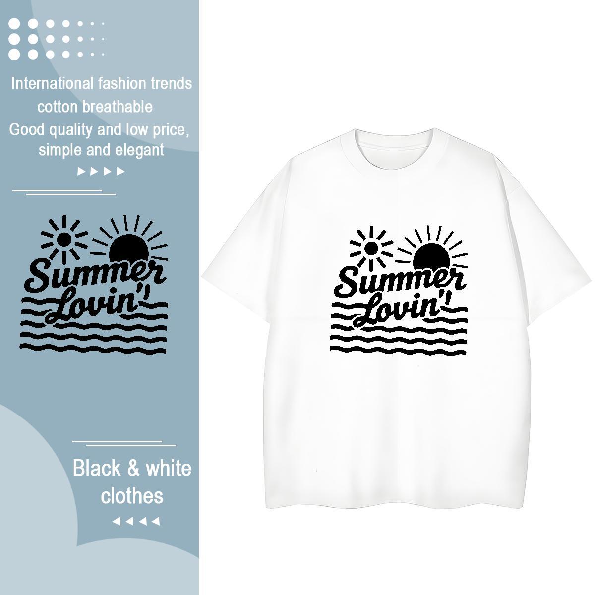 Female Women Tshirts 230g Cotton letter Outdoor Women T Shirts Short sleeve Soft Anime Print Top Shirts