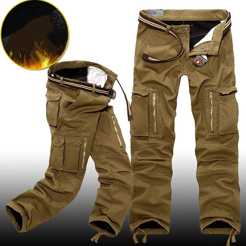 Winter military thick wool cargo pants mens multi pocket cotton casual jacket tactical Plus size 40 240821