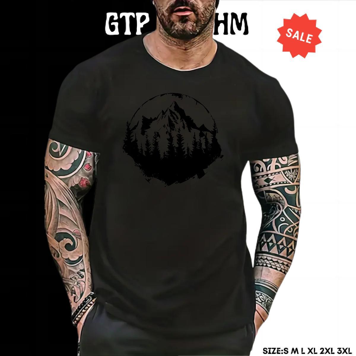 Free Shipping Tshirts Hip Hop Street 100% Cotton 230g DIY Logo Oversized Round Neck Short Sleeve mountains Mens T Shirts New Clothings