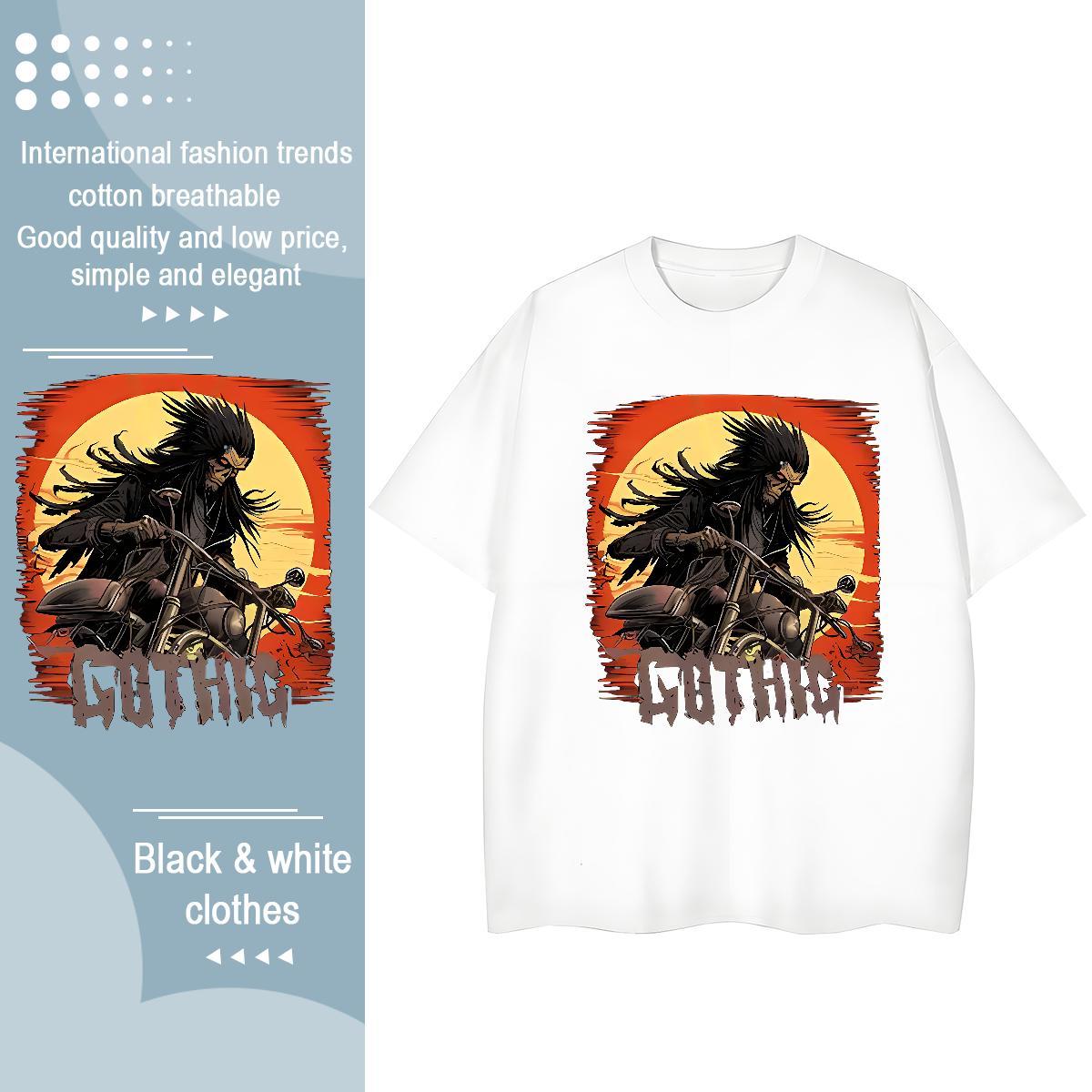 Casual New T Shirts Women 230g Cotton Breathable Crew Neck Summer Casual skull Woman Tshirt High quality Cartoon Print Clothes