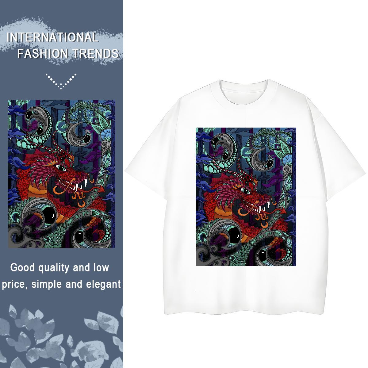 TOP Quality Woman T Shirts 230g Cotton Round Neck Short Sleeve Home Outdoor dragon Tshirt for Man Woman Designer White Plus Size Clothes
