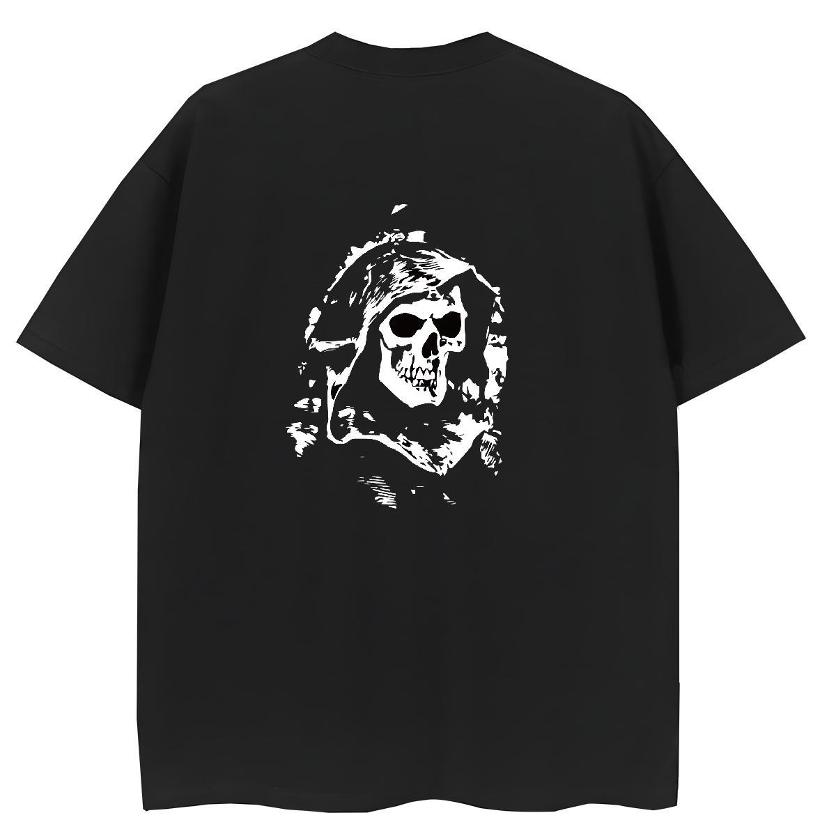 Fashion Casual T Shirts Women 230g Pure Cotton O-Neck Short Sleeve Sports Casual skull Women Tshirts Soft Black White Wear
