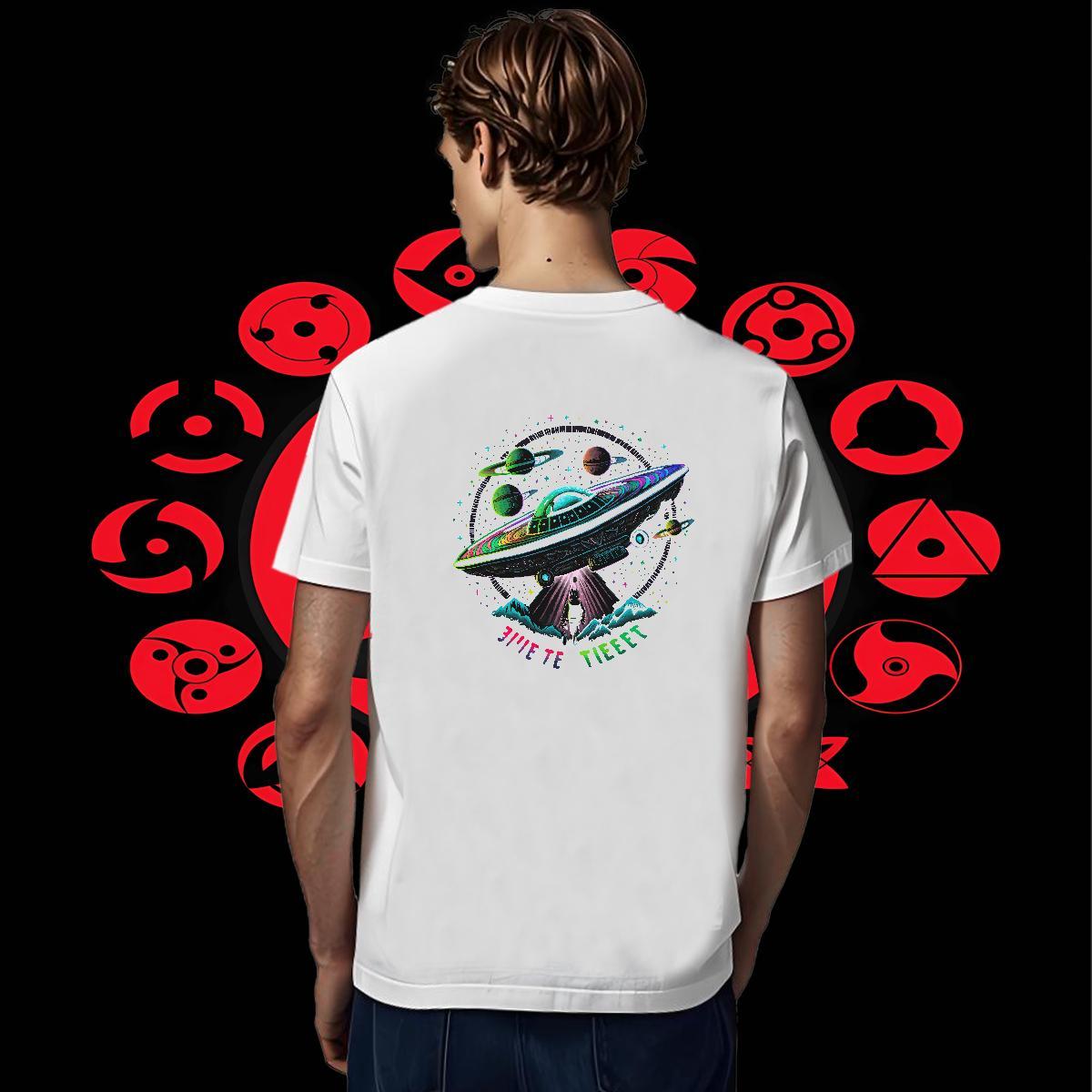 High Quality Mens Tshirts Sports Casual 230g 100% Cotton White Plus Size Breathable Crew Neck UFO Men T Shirts Casual New Tops Tees