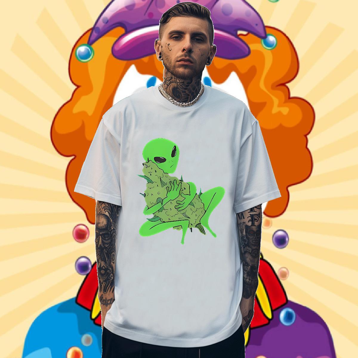 Classic extra-terrestrial Men Clothes T-Shirt 100% Cotton 230g T-Shirts Floral Print Beach Short Sleeve Soft Cool Design Tops
