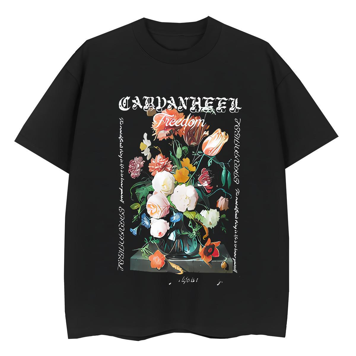 New Womens T Shirts Crew Neck 100% Cotton 230g Women Tshirts Black Oversized flower Casual Sport Designer Top Shirts
