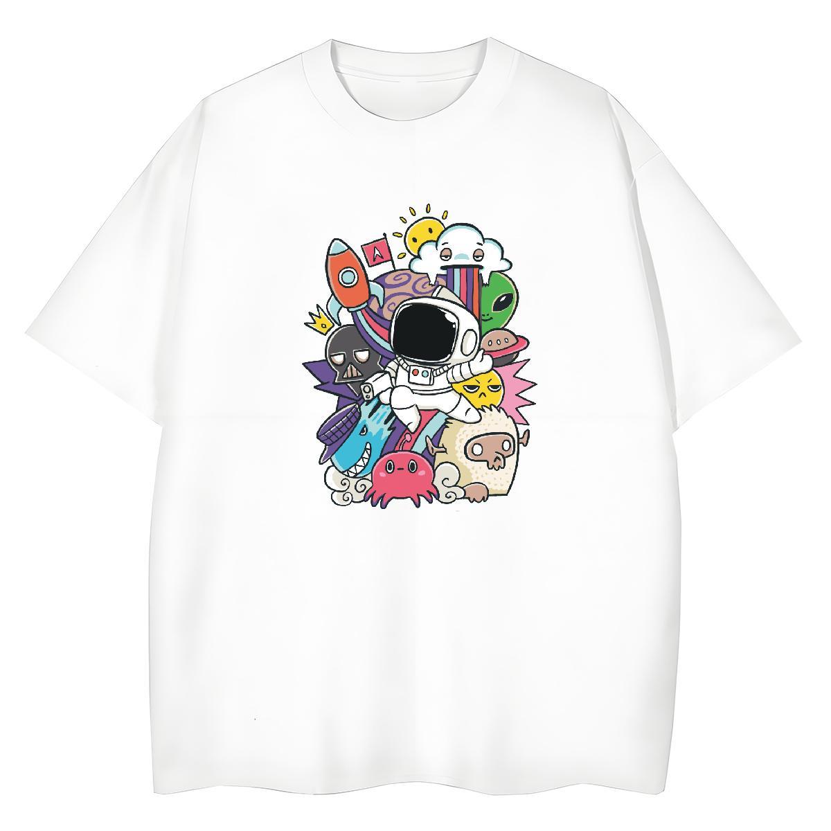 Designer Nice Women Tshirts 100% Cotton 230g universe Hip Hop Street Womens T Shirts Round Neck Short Sleeve Floral Print Tops Shirt