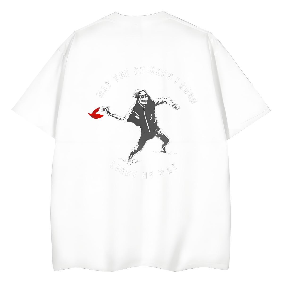 2024 DIY Women T Shirts 230g 100% Cotton Crew Neck Street Wear skull Tshirt for Man Woman High quality Skull Top Tees