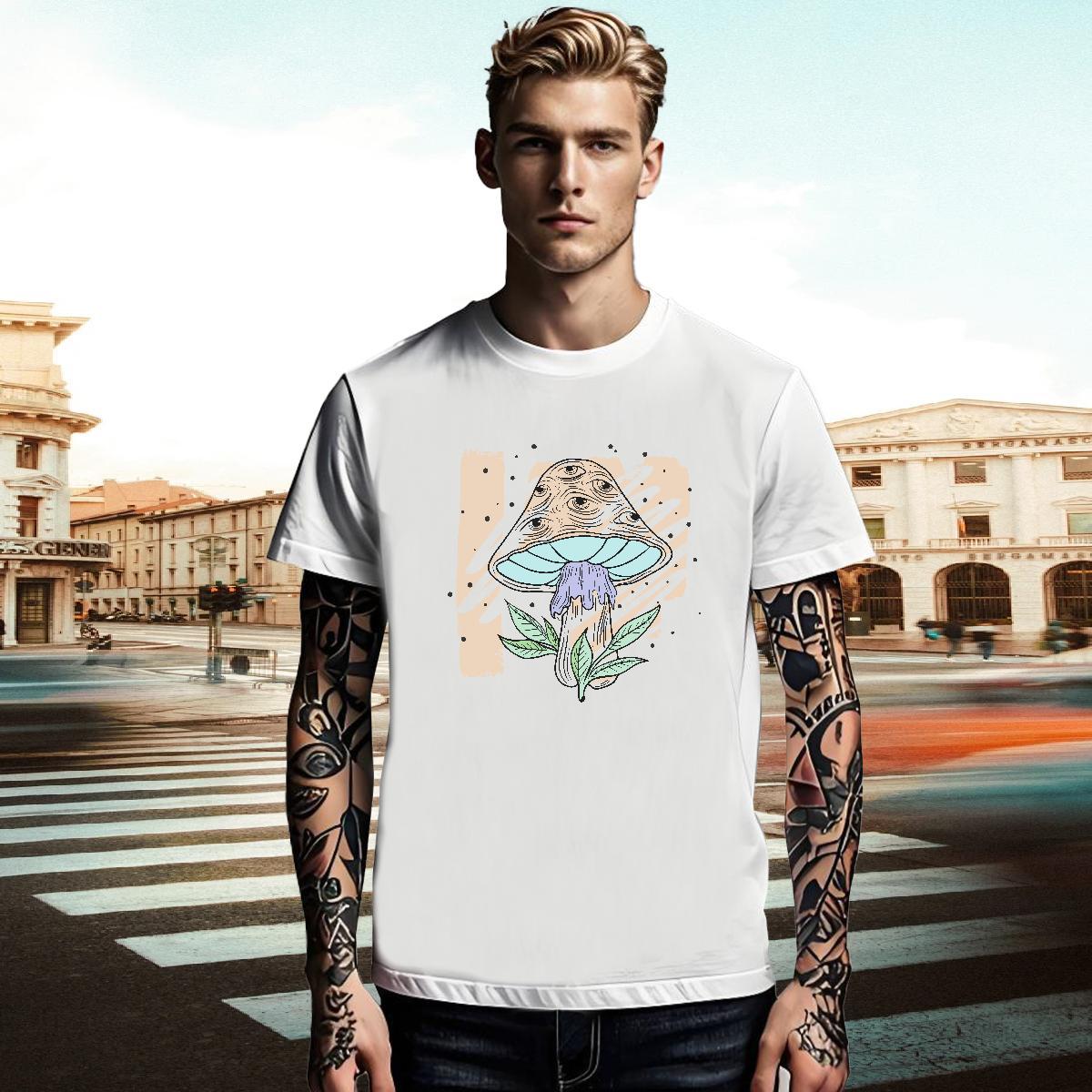 Loose Fit Couples T Shirts Casual Beach 230g 100% Cotton Oversized 4XL Breathable Short Sleeve mushroom T shirt Casual New Wear