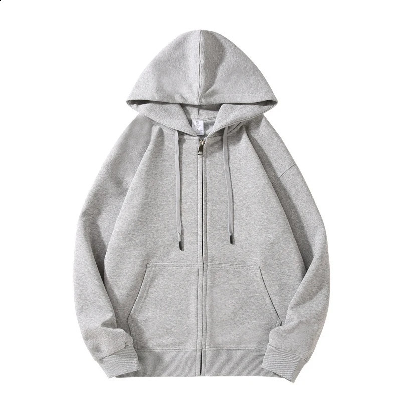 autumn and winter heavyduty cardigan double hooded loose zipper solid color sweater mens womens jacket 240821