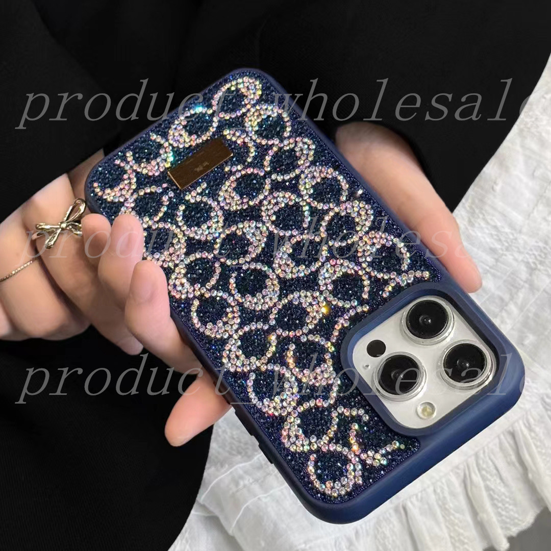 Luxury Bling Glitter Phone Cases For Iphone 13 14 15 16 17 Air 17pro Pro Max Fashion Designer Plating Rhinestone Diamond Women Soft Silicone Protectiv