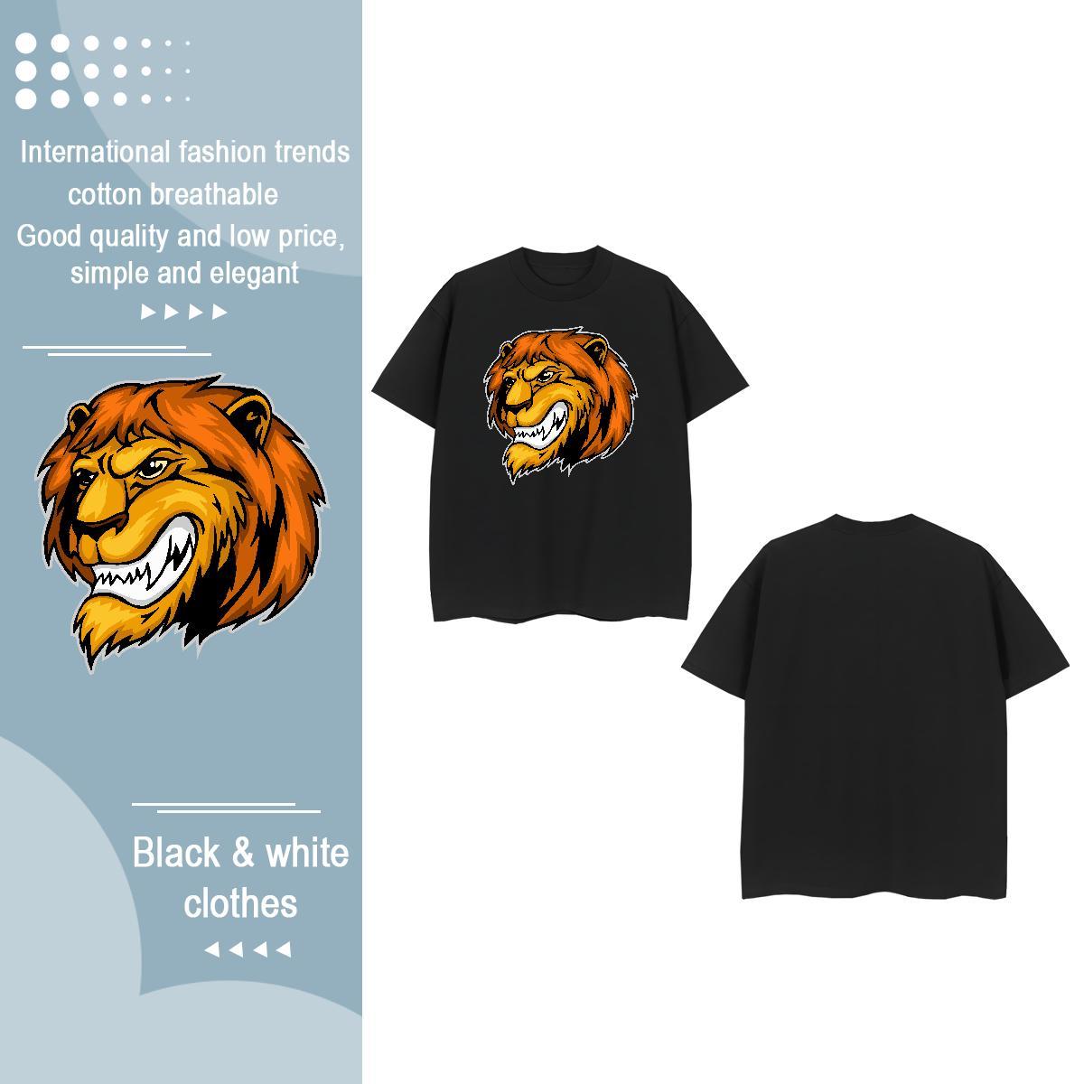 Fashion New T Shirt For Woman Breathable Crew Neck 230g 100% Cotton Woman Tshirt White Plus Size lion Summer Casual Popular Top Shirts