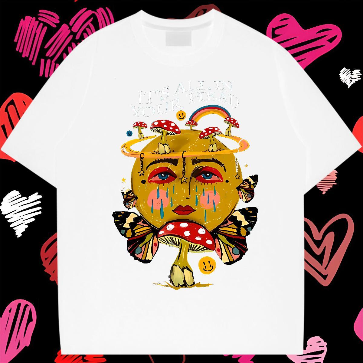 Fashion New Men Tops Tees 230g Cotton Anime Printing Street rainbow O Neck Short Sleeves Men T Shirts Cool Design Custom Print Plus Size Tshirts