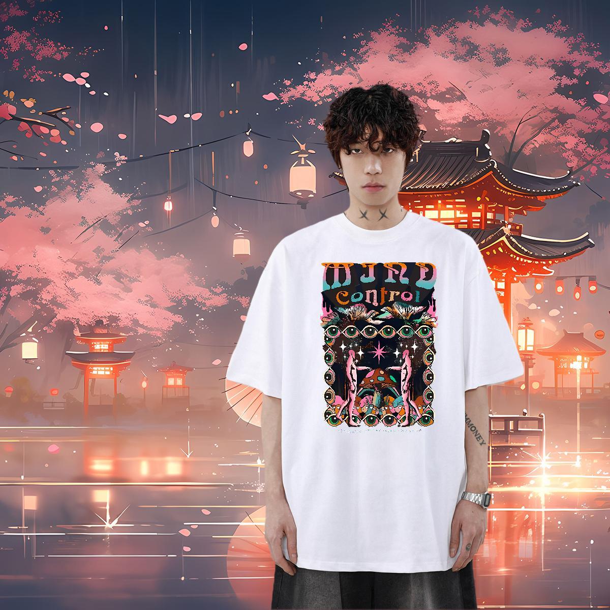 DIY Customized Casual Daily Wear Men Clothes T-Shirt eyes O-Neck Short Sleeve 230g 100% Cotton T Shirts Men Designer DIY Logo Oversized Tees