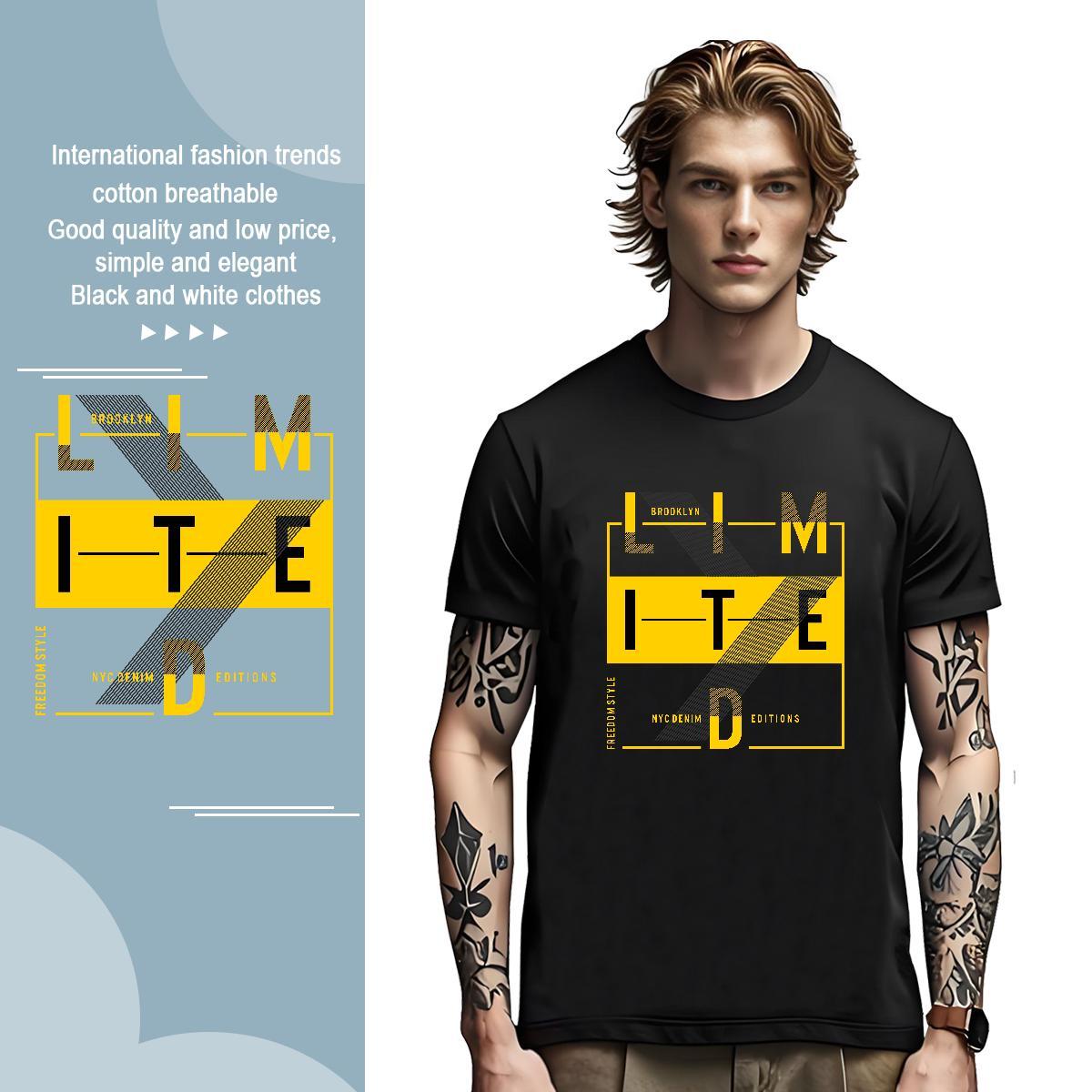 Free Shipping letter Man T Shirts Casual Daily Wear Mens Tshirts 230g Cotton 2024 Summer Crew Neck Breathable DIY Printed Tops Shirt