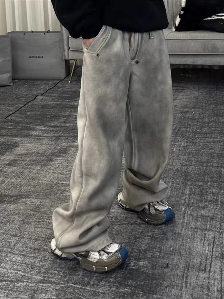 Men's Pants Dirty pants worn loose casual American high street men's and women's straight leg sweatpants