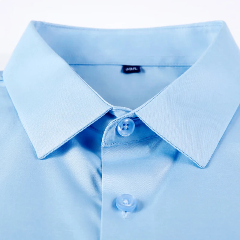 Mens shirts Mulberry silk Spandex Seamless non-ironing anti-wrinkle Silky Stripe Business Casual Long Sleeve Shirt Clothing 240822