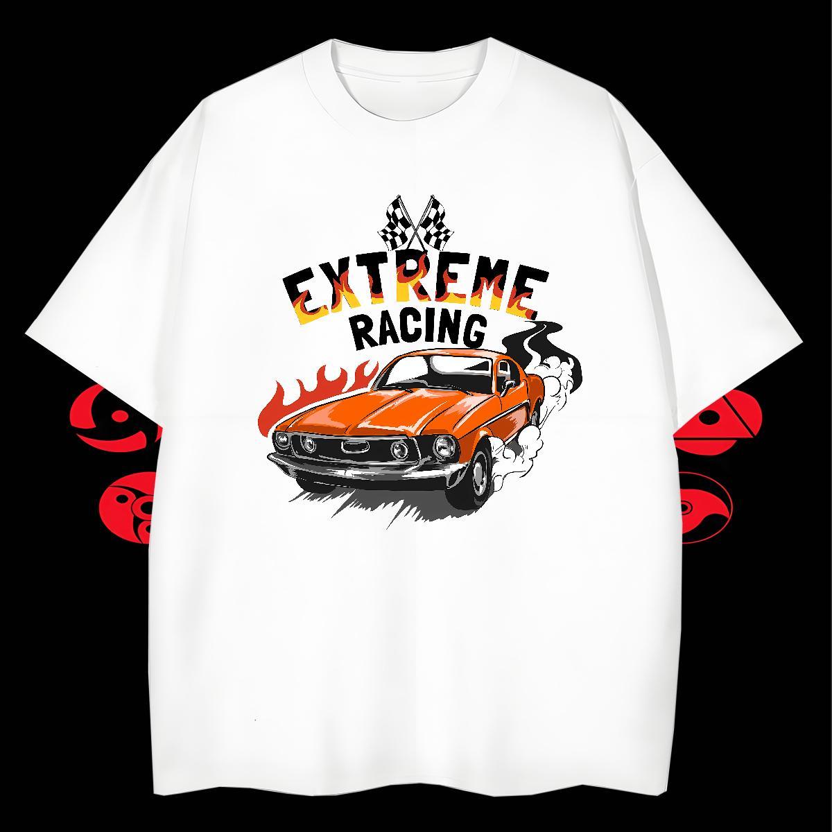 Loose Fit Men Tops Tees Casual Daily Wear 230g Cotton Black White Pure Cotton car T Shirt For Man Classic Casual Clothes